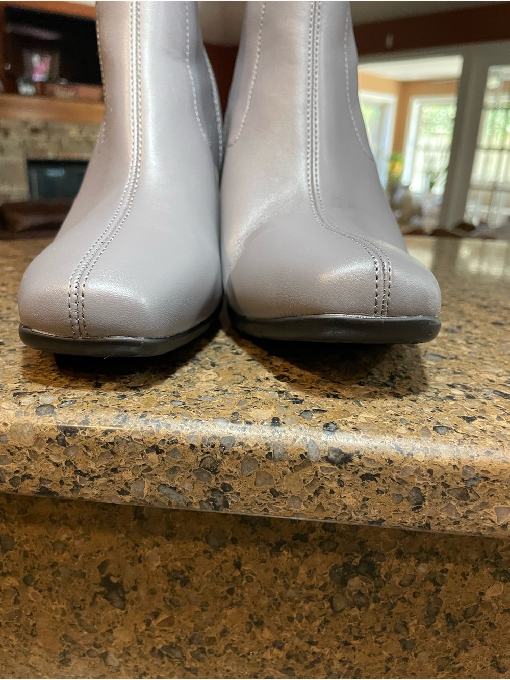 Sleek Tailored Aerosoles Cinnamon Mid-Calf Squared Toe Gray 3” Heel Boot Sz 8.5 - Picture 8 of 11